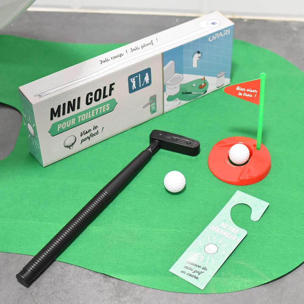 Kit Mini Golf pour Toilettes - S'entraîner au mini-golf aux WC