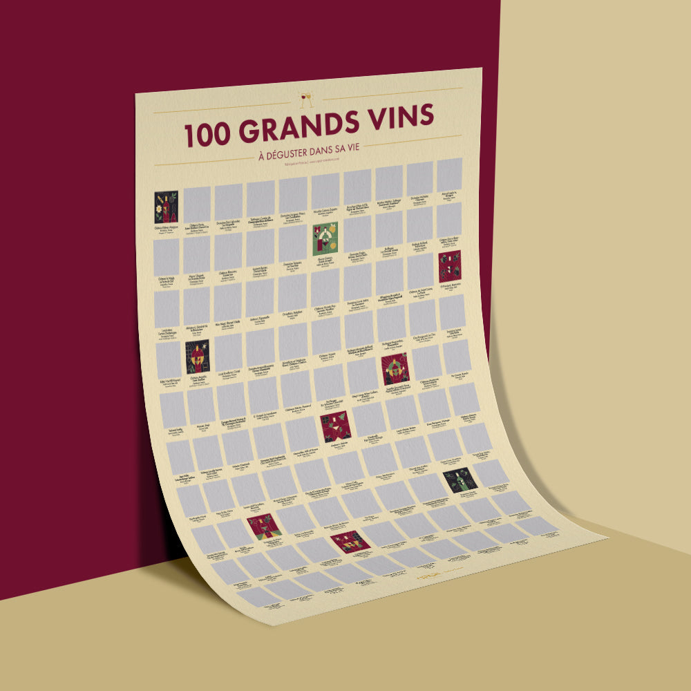 Poster à Gratter 100 Grands Vins à boire dans sa vie